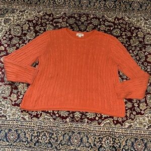 St John’s Bay Autumn/Fall Pumpkin Classic Orange Cable Knit Sweater Size PXL